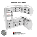 Cocina Integrale Esquinera 399 cm Blanco/Gris Lux Madesa 01