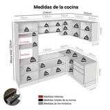 Cocina Integrale Esquinera 416 x 60 cm Marrón/Negro Lux Madesa 01