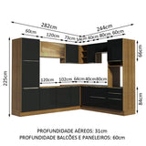 Cocina Integral Esquinera 526cm Marrón/Negro Lux 01