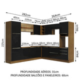 Cocina Integral Esquinera 546cm Marrón/Negro Lux 01