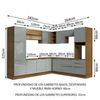 Cocina Integral Esquinera 546cm Marrón/Gris Lux 01