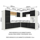 Cocina Integral Esquinera 546 cm Lux Blanco/Negro 03