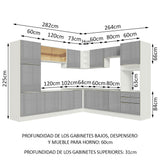 Cocina Integral Esquinera 546 cm Lux Blanco/Gris 03