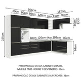 Cocina Integral Esquinera 546 cm Lux Blanco/Negro 05