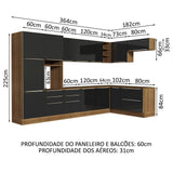 Cocina Integral Esquinera 546cm Marrón/Negro Lux 05