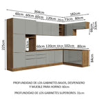 Cocina Integral Esquinera 546cm Marrón/Gris Lux 05