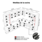 Cocina Integral 566cm Blanco/Negro Lux 01
