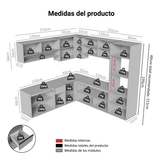 Cocina Integral Esquinera 445cm Suspendida Gris Nice Madesa 03