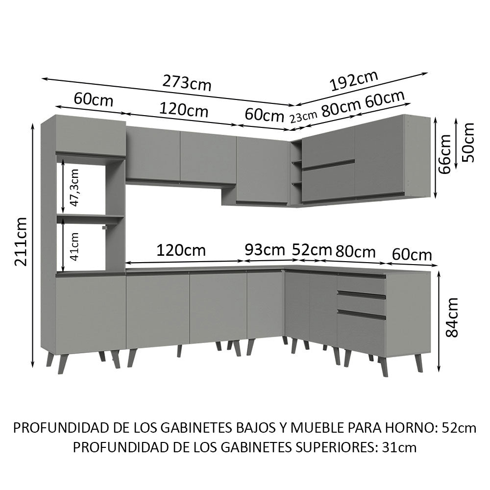 Cocina Integrale Esquinera 465cm Gris Nice Madesa 01