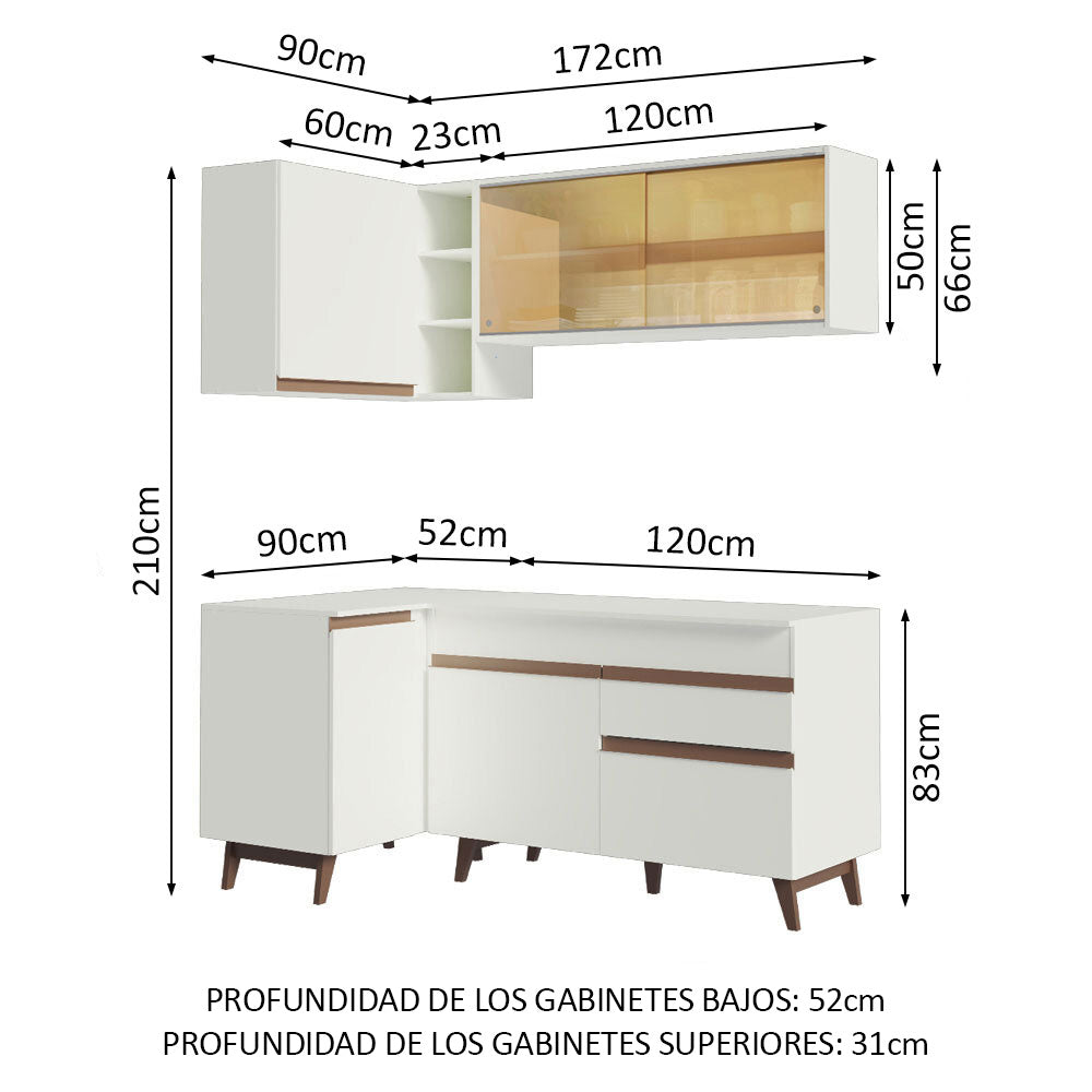 Cocina Integral Esquinera 262cm Blanco Reims 01