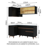 Cocina Integral Esquinera 262cm Negro Reims 01