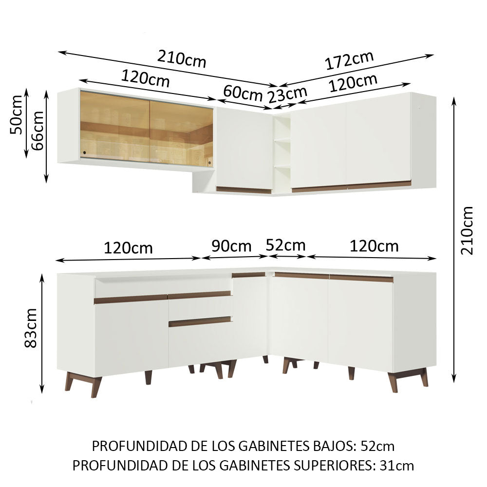 Cocina Integral Esquinera 382cm Blanco Reims 01