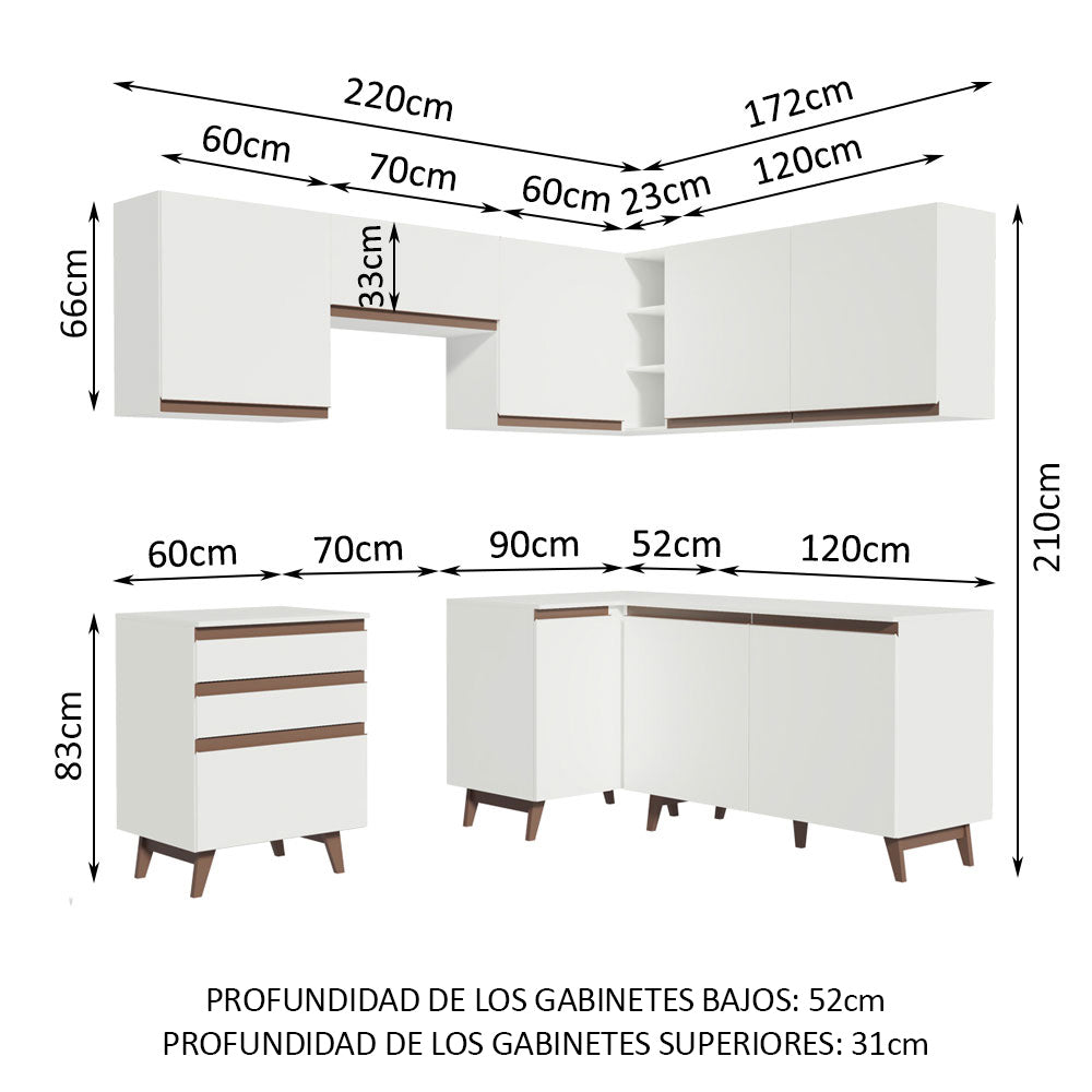 Cocina Integral Esquinera 392cm Reims Blanco 01