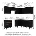 Cocina Integral Esquinera 392cm Reims Negro 01