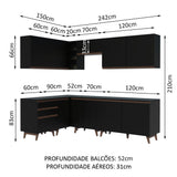 Cocina Integral Esquinera 392cm Negro Reims 02