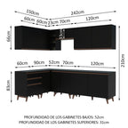 Cocina Integral Esquinera 392cm Negro Reims 02