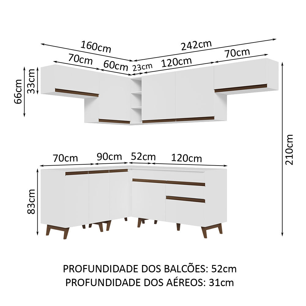 Cocina Integral de Esquina 402cm Blanco Reims Madesa 03