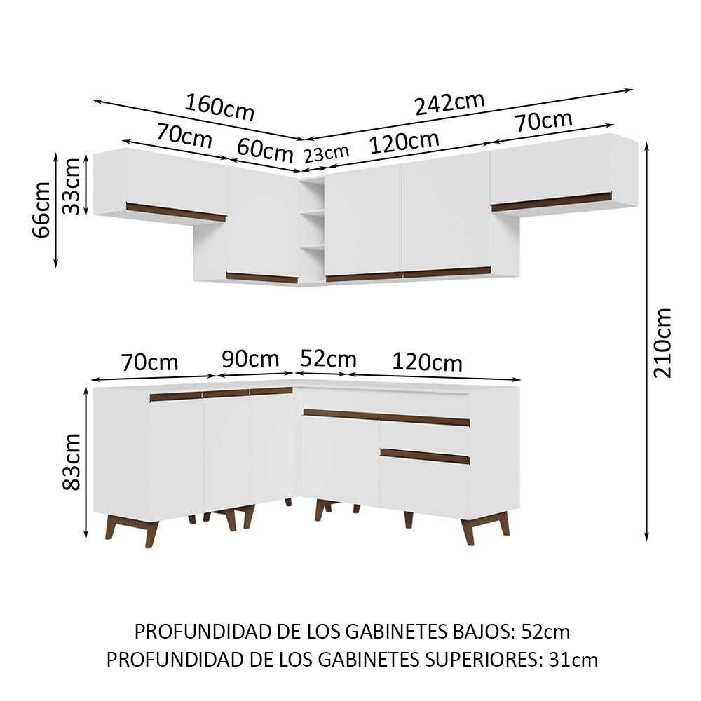 Cocina Integral de Esquina 402cm Blanco Reims 03