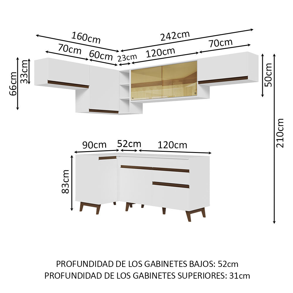 Cocina Integral de Esquina 402cm Blanco Reims 04