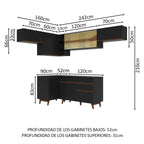 Cocina Integral Esquinera 402cm Negro Reims 04