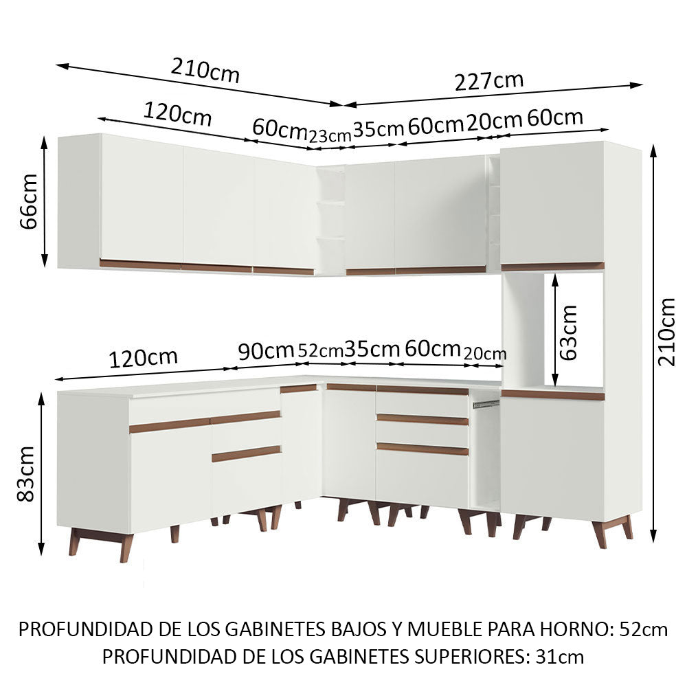 Cocina Integral Esquinera 437cm Blanco Reims Madesa 01