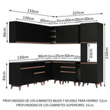 Cocina Integral Esquinera 437cm Negro Reims Madesa 01