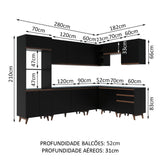 Cocina Integral Esquinera 462cm Negro Reims 01