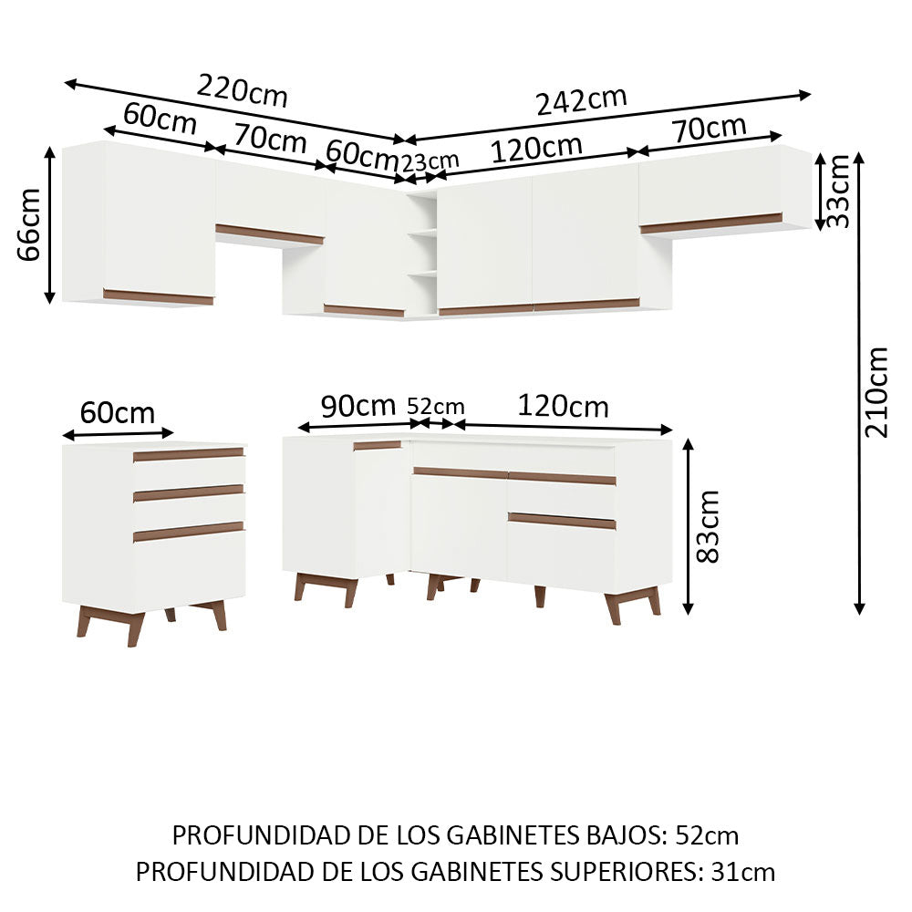 Cocina Integral Esquinera 462cm Reims Blanco 03
