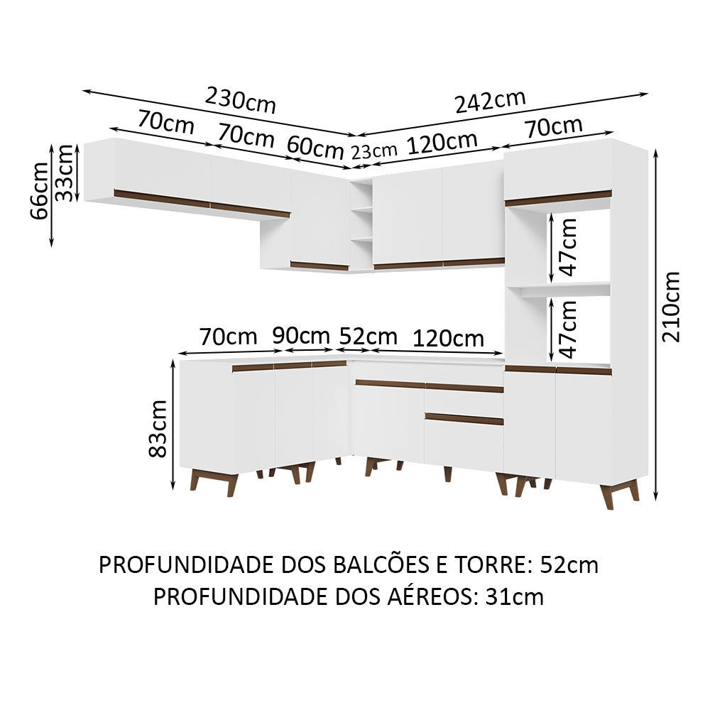 Cocina Integral de Esquina 472cm Blanco Reims 01