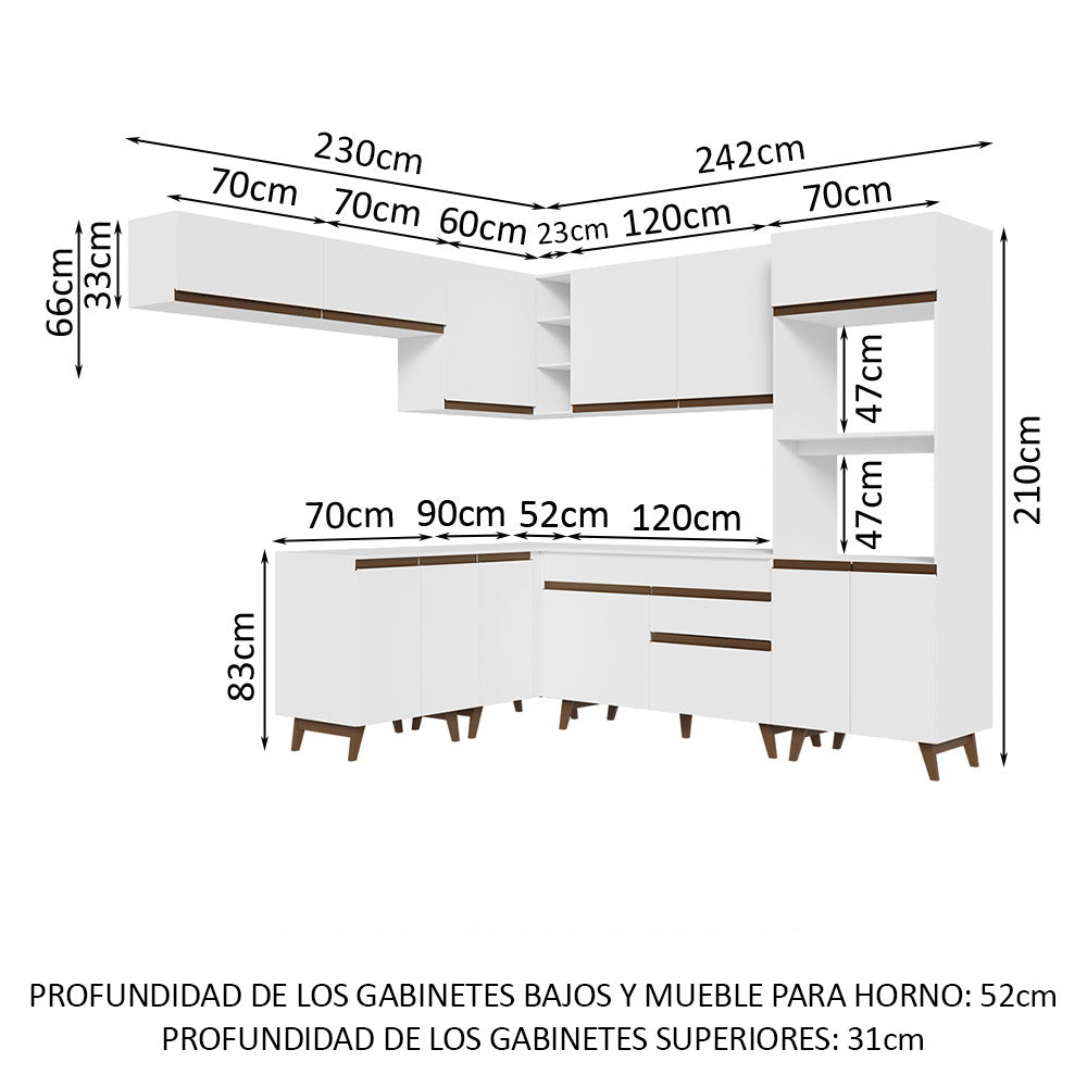 Cocina Integral de Esquina 472cm Blanco Reims 01