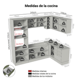 Cocina Integral Esquinera 399 cm Blanco/Verde Vik Madesa 01