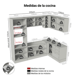 Cocina Integral Esquinera 399 cm Marrón/Gris Vik Madesa 02