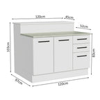 Isla de Cocina 120 cm 2 Puertas 3 Cajones Blanco Agata Madesa