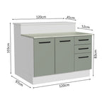 Isla de Cocina 120 cm 2 Puertas 3 Cajones Blanco/Gris Agata Madesa