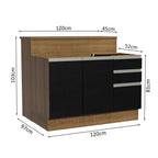 Isla de Cocina 120 cm 2 Puertas 3 Cajones Sin Encimera Marrón/Negro Glamy Madesa