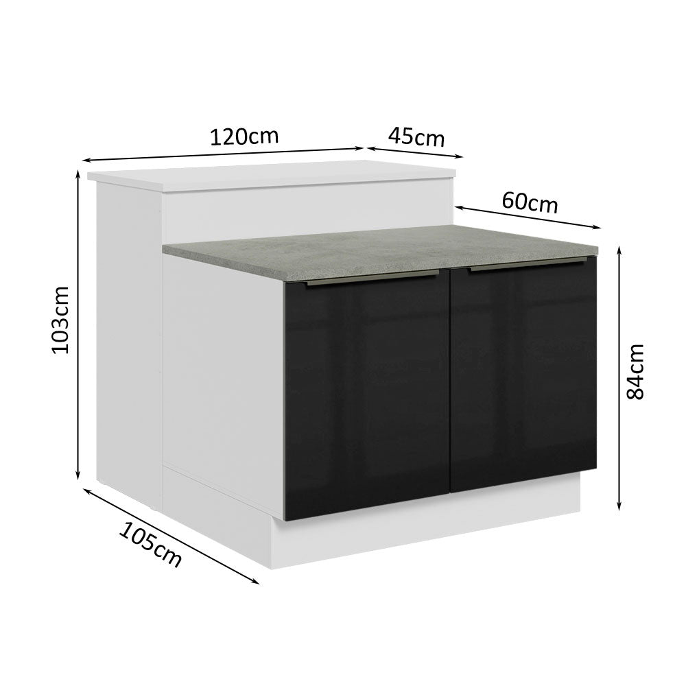 Isla de Cocina 120 cm 2 Puertas Blanco/Negro Lux Madesa