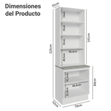 Kit Gabinete + Vitrina 70cm Blanco/Gris Agata 01
