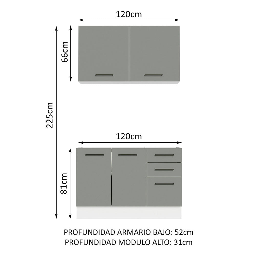 Cocina Compacta 120cm Blanco/Gris Agata 01