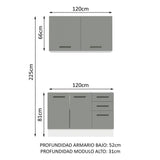 Cocina Compacta 120cm Blanco/Gris Agata 01