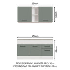 Cocina Compacta 150 x 52 cm 4 Puertas 2 Cajones Blanco/Gris Agata Madesa 01