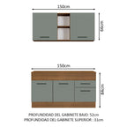 Cocina Compacta 150 x 52 cm 4 Puertas 2 Cajones Marrón/Gris Agata Madesa 01