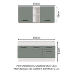 Cocina Compacta 150 x 52 cm 4 Puertas 2 Cajones Blanco/Gris Agata Madesa 02