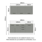 Cocina Compacta 180 x 52 cm 6 Puertas 3 Cajones Blanco/Gris Agata Madesa 01