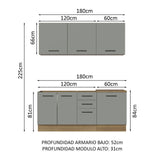Cocina Compacta 180cm Marrón/Gris Agata 01