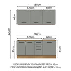 Cocina Compacta 180 x 52 cm 6 Puertas 3 Cajones Marrón/Gris Agata Madesa 01