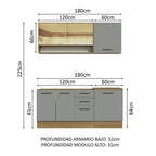 Cocina Compacta 180 x 52 cm 6 Puertas 3 Cajones Marrón/Gris Agata Madesa 02