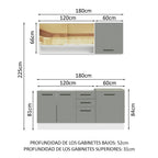 Cocina Compacta 180 x 52 cm 6 Puertas 3 Cajones Blanco/Gris Agata Madesa 02