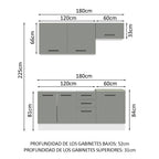 Cocina Compacta 180 x 52 cm 6 Puertas 3 Cajones Blanco/Gris Agata Madesa 03