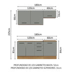 Cocina Compacta 180 x 52 cm 6 Puertas 3 Cajones Marrón/Gris Agata Madesa 03