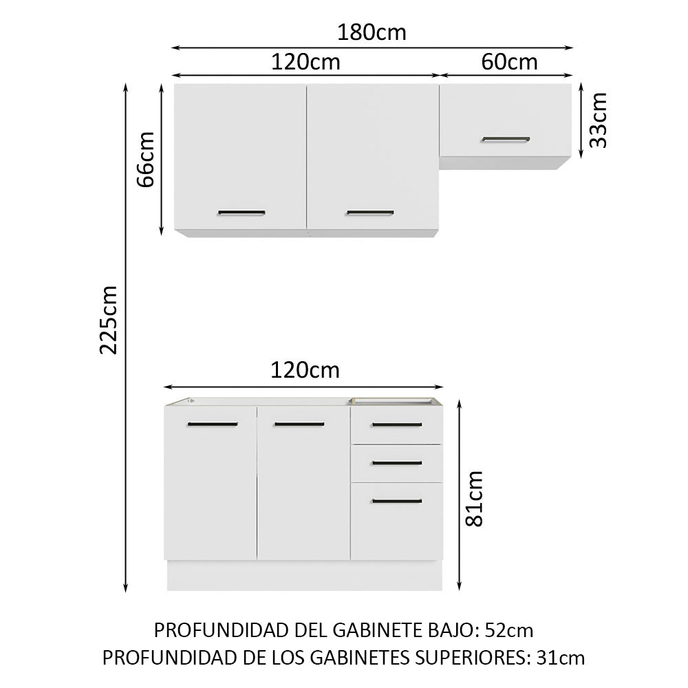 Cocina Compacta 180 cm Blanco Agata Madesa